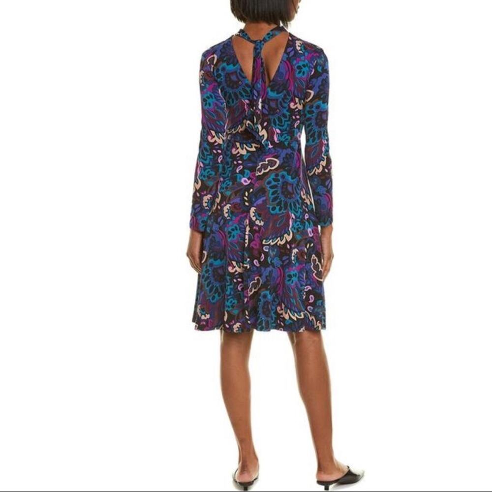 Trina Turk Tia Rosita Point Bonita Paisley Mock Neck Long Sleeve Dress Size 2 - Picture 7 of 13